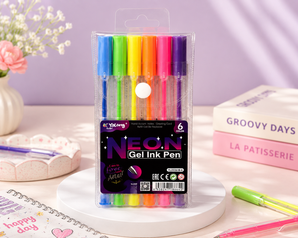 ✨ Yalong NEON Gel Ink Pen – مجموعة 6 ألوان