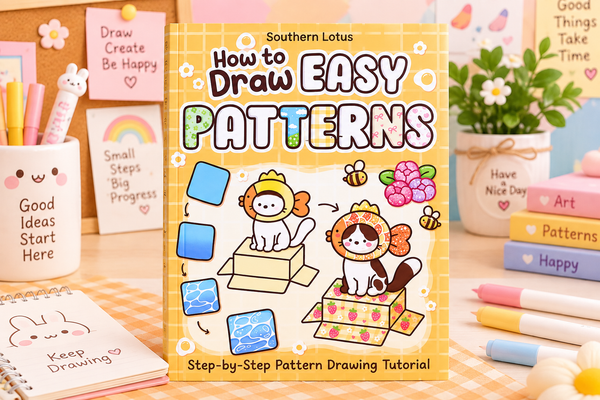 كتاب تعليم التلوين اللطيف - ✨ How to Draw EASY Patterns – Step-by-Step Drawing Tutorial ✨🌺🔥🫧