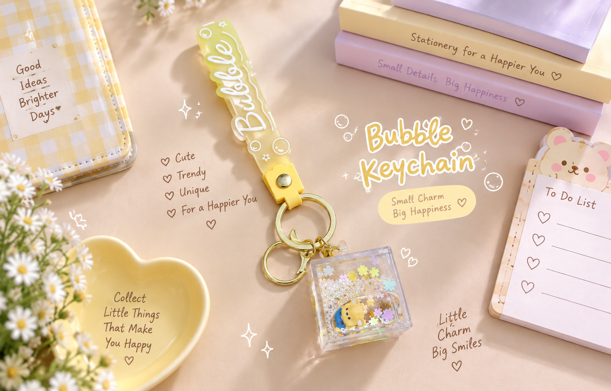 Bubble Bear Acrylic Keychain | ميدالية بير أكريليك كيوت🧸💛