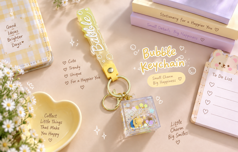 Bubble Bear Acrylic Keychain | ميدالية بير أكريليك كيوت🧸💛