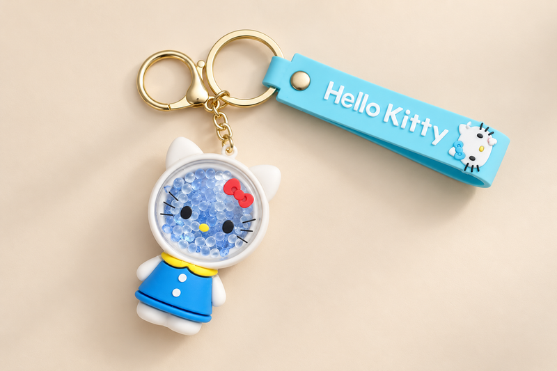 Hello Kitty Blue Shaker Keychain – ميدالية هيلو كيتي بالخرز 🎀