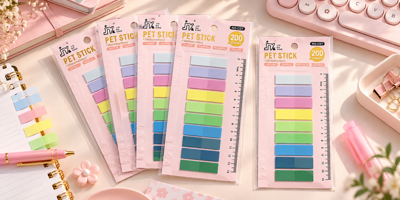 فواصل لاصقة PET Stick – 10 ألوان | 200 ورقة🩷