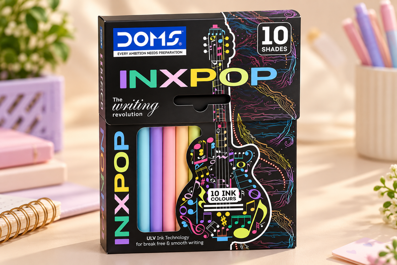 أقلام حبر ملونة DOMS INXPOP – 10 ألوان بسن 0.7 مم | كتابة ناعمة وألوان زاهية 🌈
