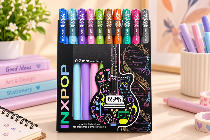 أقلام حبر ملونة DOMS INXPOP – 10 ألوان بسن 0.7 مم | كتابة ناعمة وألوان زاهية 🌈