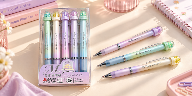 قلم جل مي جوانج باستيل 0.5 مم – Mu Guang Walked On Pastel Gel Pens Set
