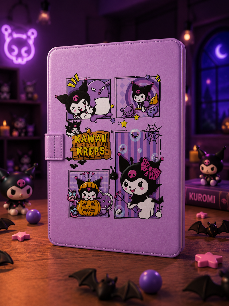 دفتر كيوت كورومي A5 بغلاف جلد فاخر وإغلاق مغناطيسي | Kawaii Notebook