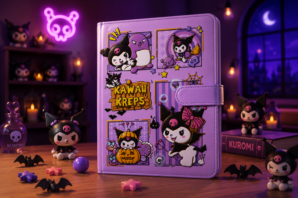 دفتر كيوت كورومي A5 بغلاف جلد فاخر وإغلاق مغناطيسي | Kawaii Notebook
