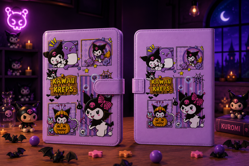 دفتر كيوت كورومي A5 بغلاف جلد فاخر وإغلاق مغناطيسي | Kawaii Notebook