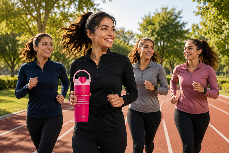 زجاجة مياه رياضية حرارية فاخرة 900 مل – ستانلس ستيل مزدوجة العزل، مانعة للتسرب، بمقبض حمل وغطاء سهل الفتح
